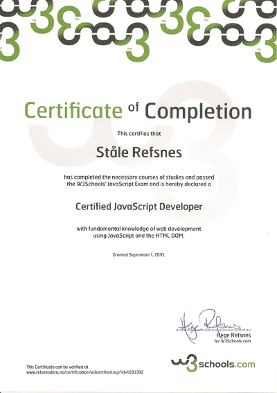 HTML Certificate